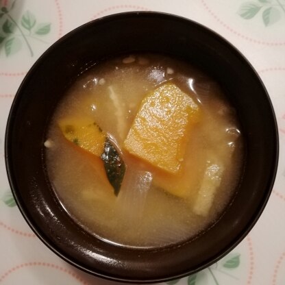 かぼちゃのお味噌汁、子供たちが喜んで食べてくれました！美味しかったです♡
ごちそうさまでしたーー